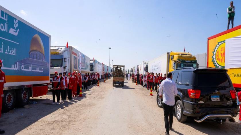 Iranpress: Jordan says 83 new aid trucks cross into Gaza