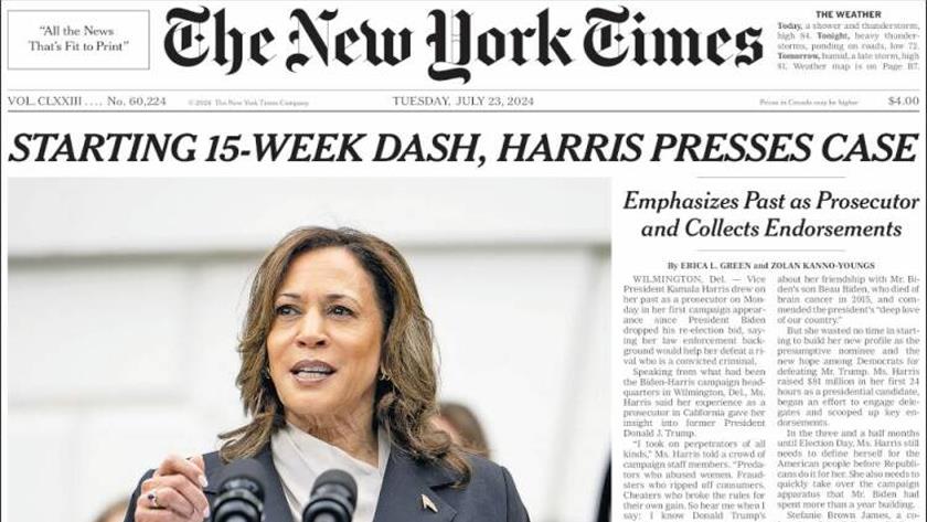 Iranpress: World Newspapers: Starting 15-Week Dash, Harris Presses Case