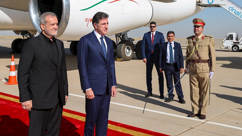 Iranpress: President Pezeshkian Arrives in Erbil on the Second Day of Iraq Visit