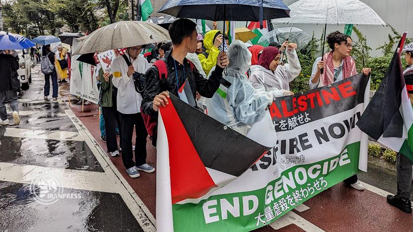 Iranpress: Palestine Supporters March in Tokyo on Al-Aqsa Flood Operation Anniv. 