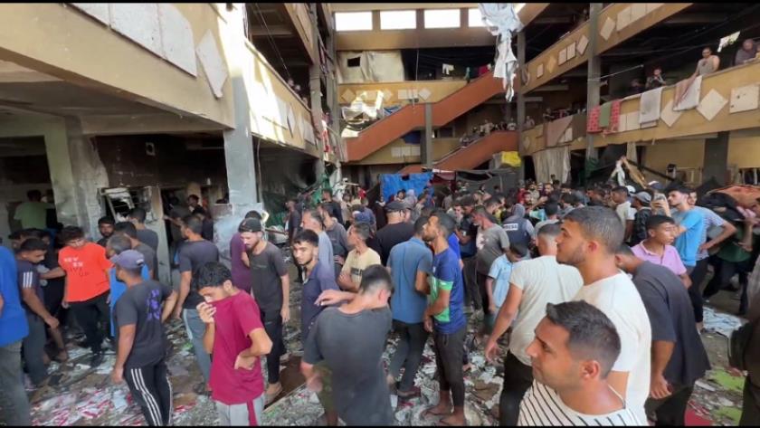 Iranpress: 28 Displaced Palestinians Killed in Israeli Airstrike on school 