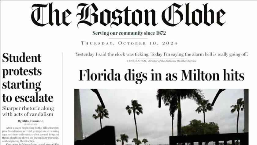 Iranpress: World newspapers: Florida Digs in as Milton Hits