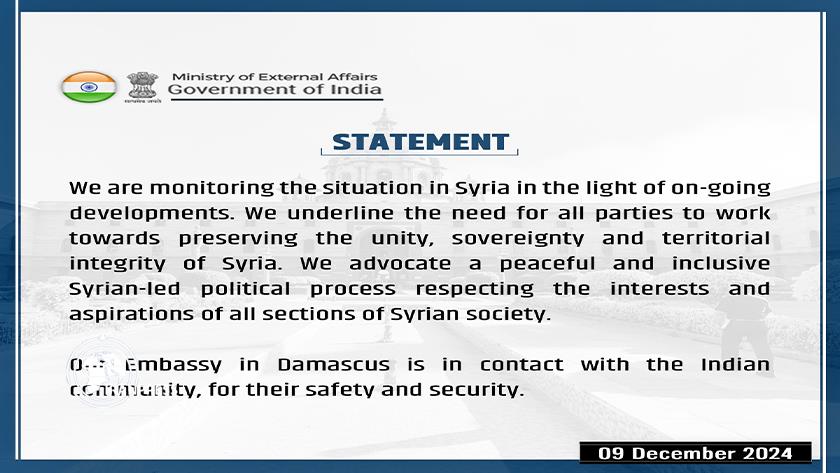 Iranpress: Indian Gov. Emphasizes the Need to Maintain the Unity in Syria