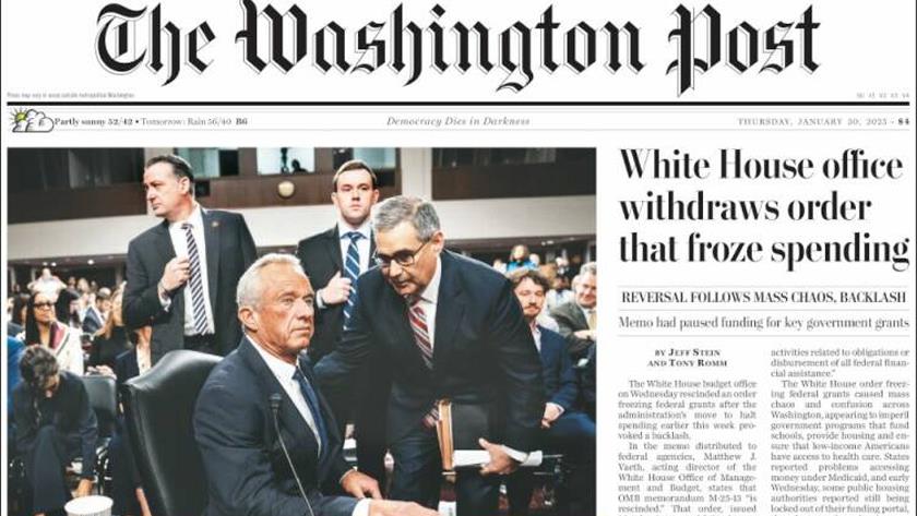 Iranpress: World newspapers: White House Office Withdraws Order That Froze Spending