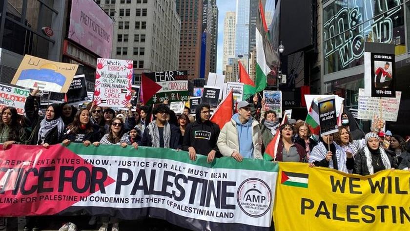 Iranpress: Cries, Anger of Palestine Supporters Resonate in Manhattan