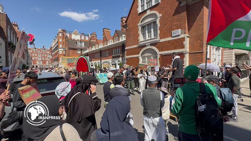 Iranpress: Palestinian Supporters Held a Protest Outside Egyptian Embassy in London
