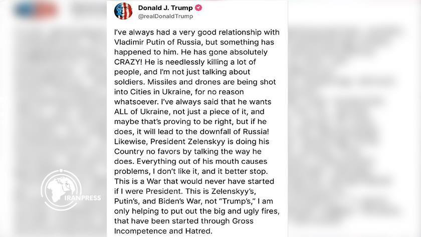 Iranpress: Trump Criticizes Putin