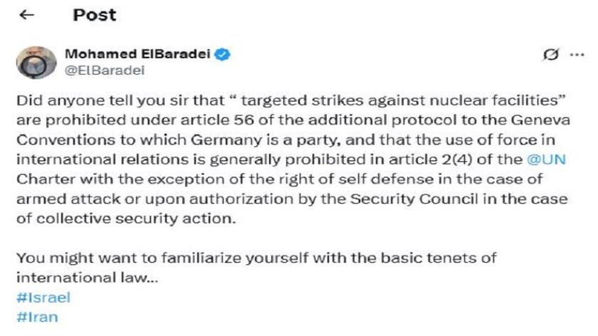Iranpress: Former IAEA DG: Targeted Strikes Against Nuclear Facilities Are Prohibited 