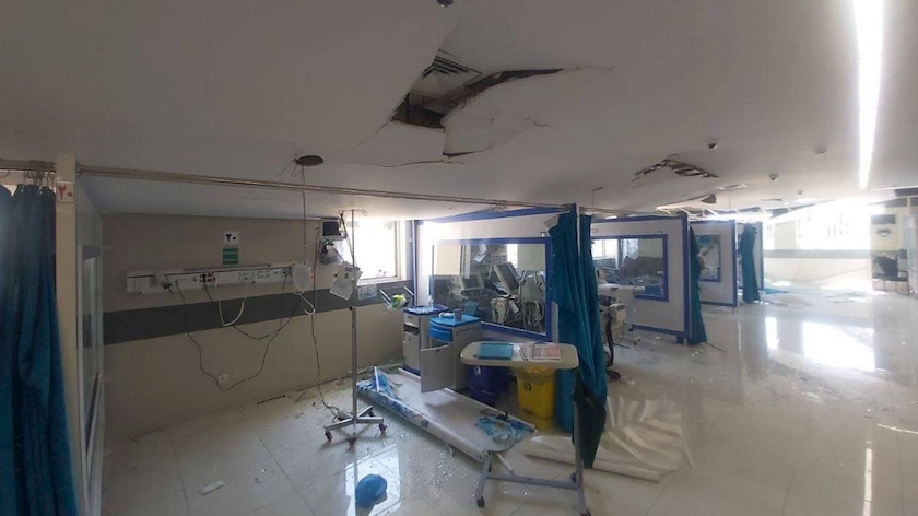 Iranpress: Israeli Regime Targets Farabi Hospital in Western Iran