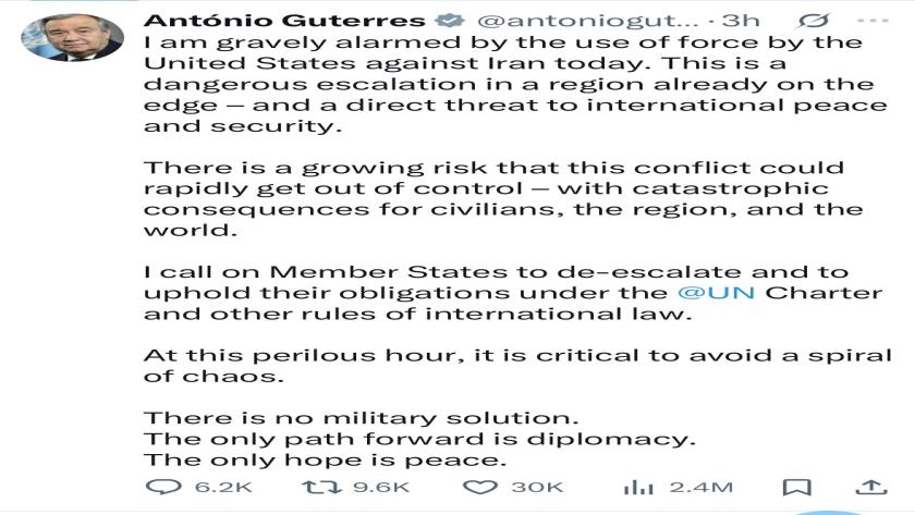 Iranpress: UN Secretary-General Warns of Escalation in Region