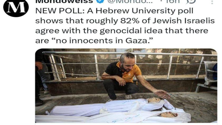 Iranpress: Survey: 82% of Israelis Support War on Gaza