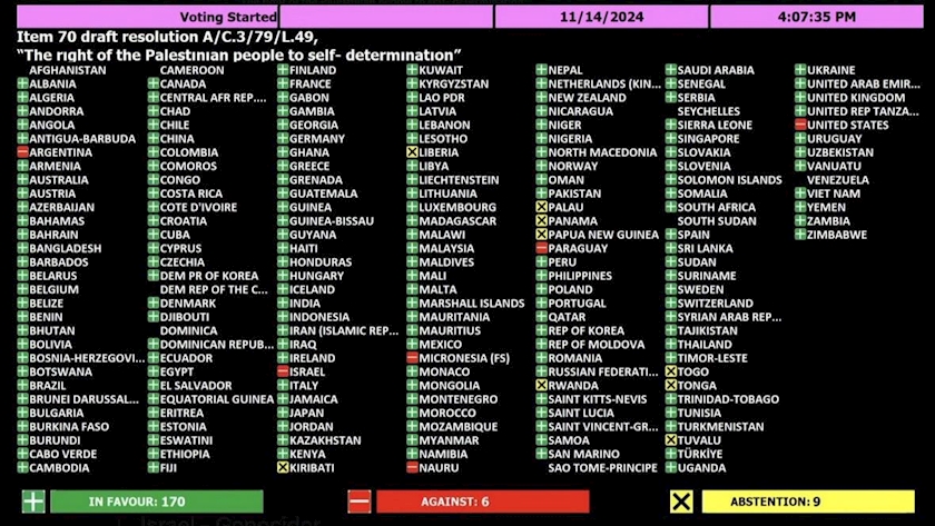 Iranpress: UN General Assembly Approves Draft Resolution Backing Palestinian Statehood