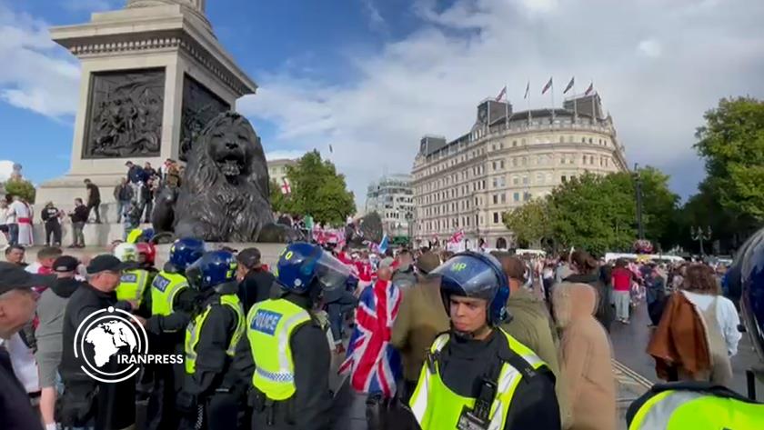 Iranpress: London Police Evict Protesters From Trafalgar Square