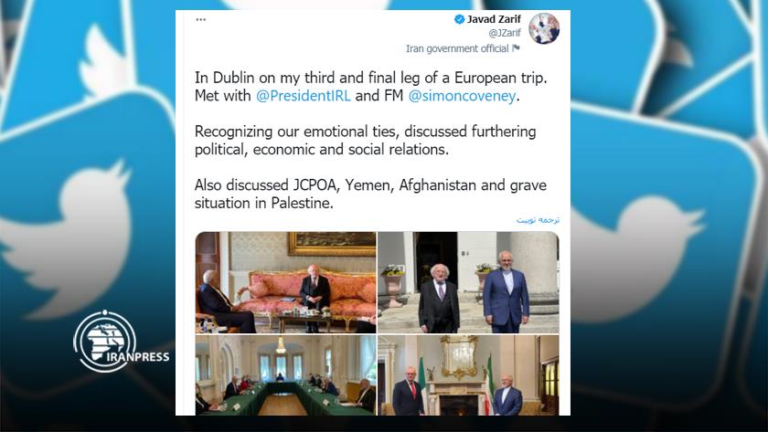 Iranpress: Zarif consulte des responsables irlandais sur le PAGC, le Yémen, la Palestine