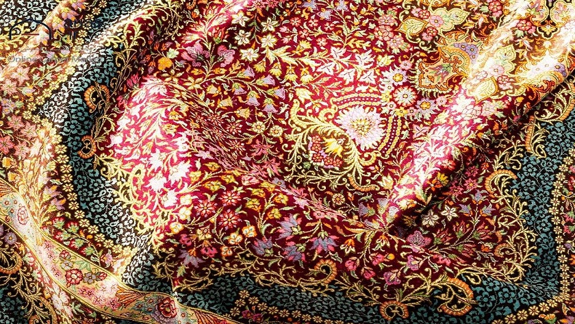 Persian silk carpet woven in Qom